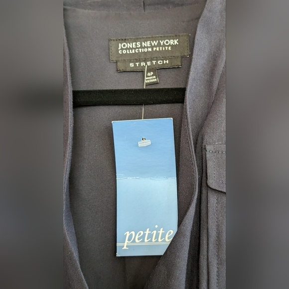 Jones NY Collection Capri Linen Blend Indigo Belted Sleeveless Dress Size 4P NWT - Picture 3 of 9